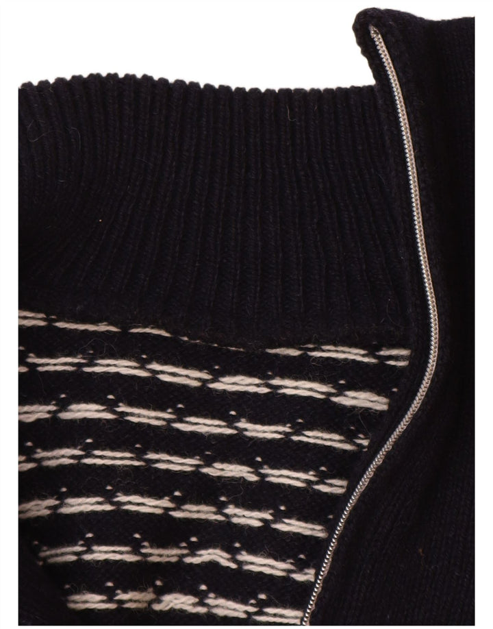 Винтажный мужской джемпер с воротником на молнии XL, темно-синий Fair Isle