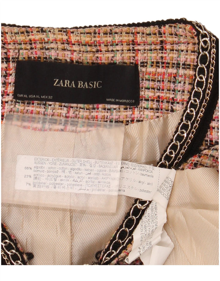 Женский пиджак Zara UK 18 XL, хлопок в розовую клетку