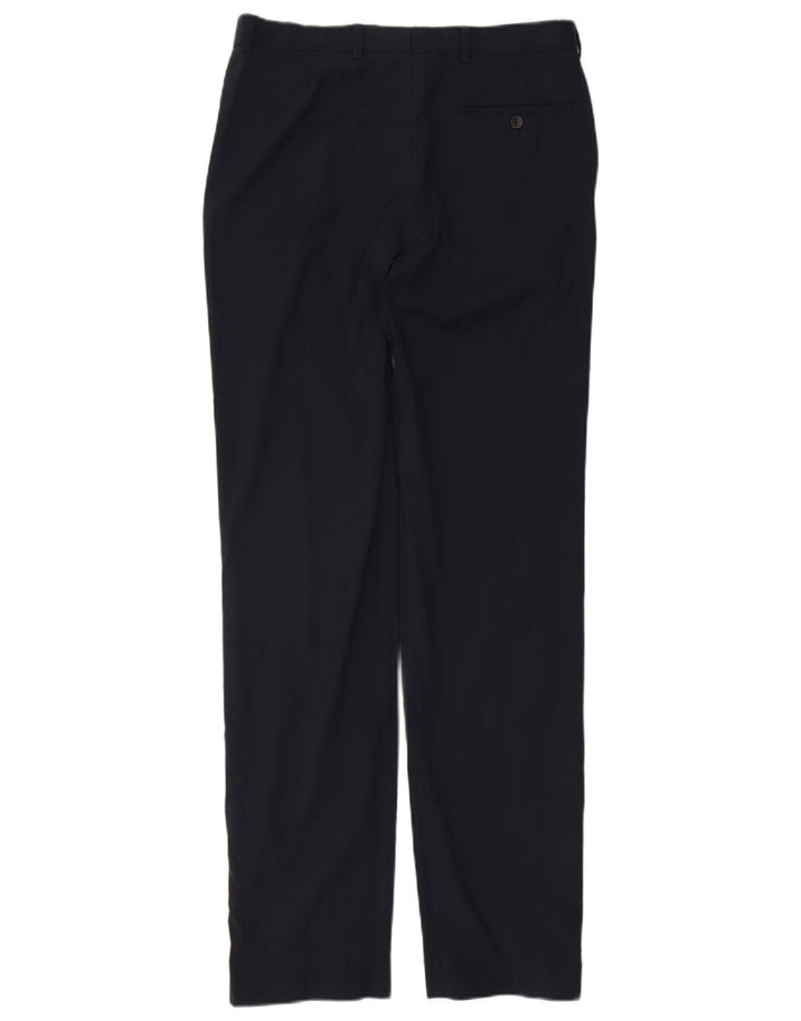 Мужские прямые костюмные брюки Marks & Spencer W32 L35 темно-синие