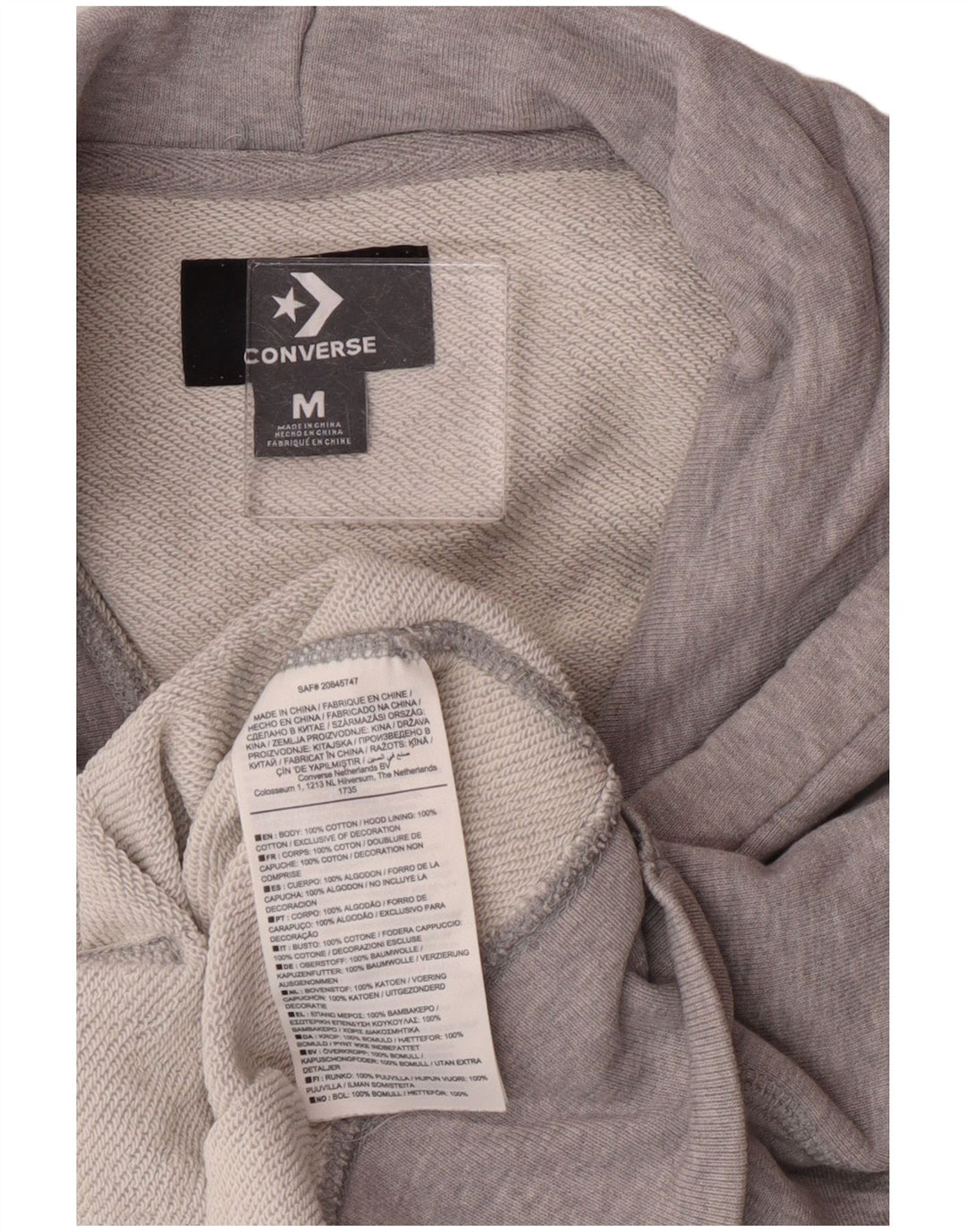 Женский укороченный джемпер с капюшоном оверсайз Converse UK 14, хлопковый средний серый цвет