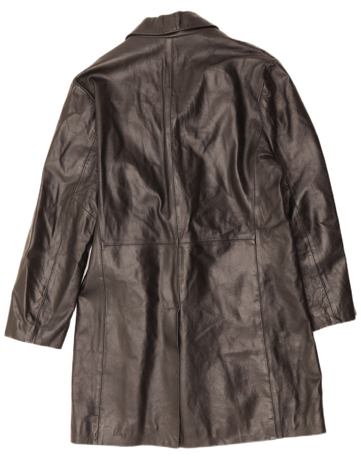 Мужское кожаное пальто VINTAGE UK 36 маленькое черное кожаное