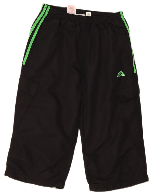 Спортивные шорты-бермуды Adidas Girls Clima 365 12–13 лет, черные с цветными блоками