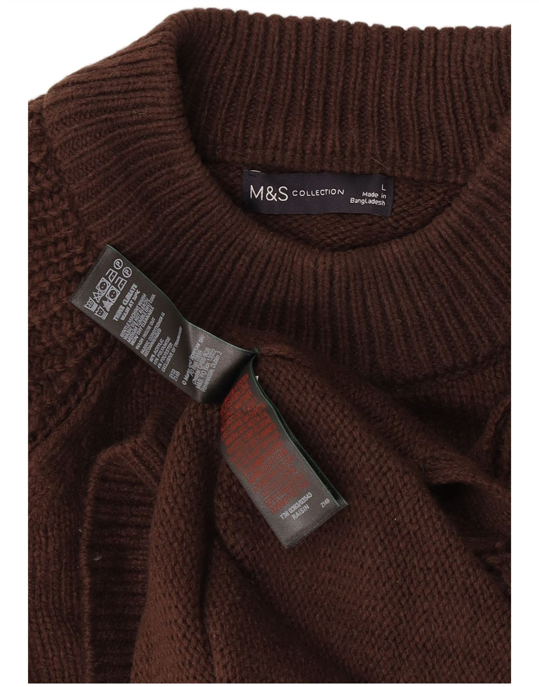 Мужской джемпер с высоким воротником Marks & Spencer, большой коричневый акрил