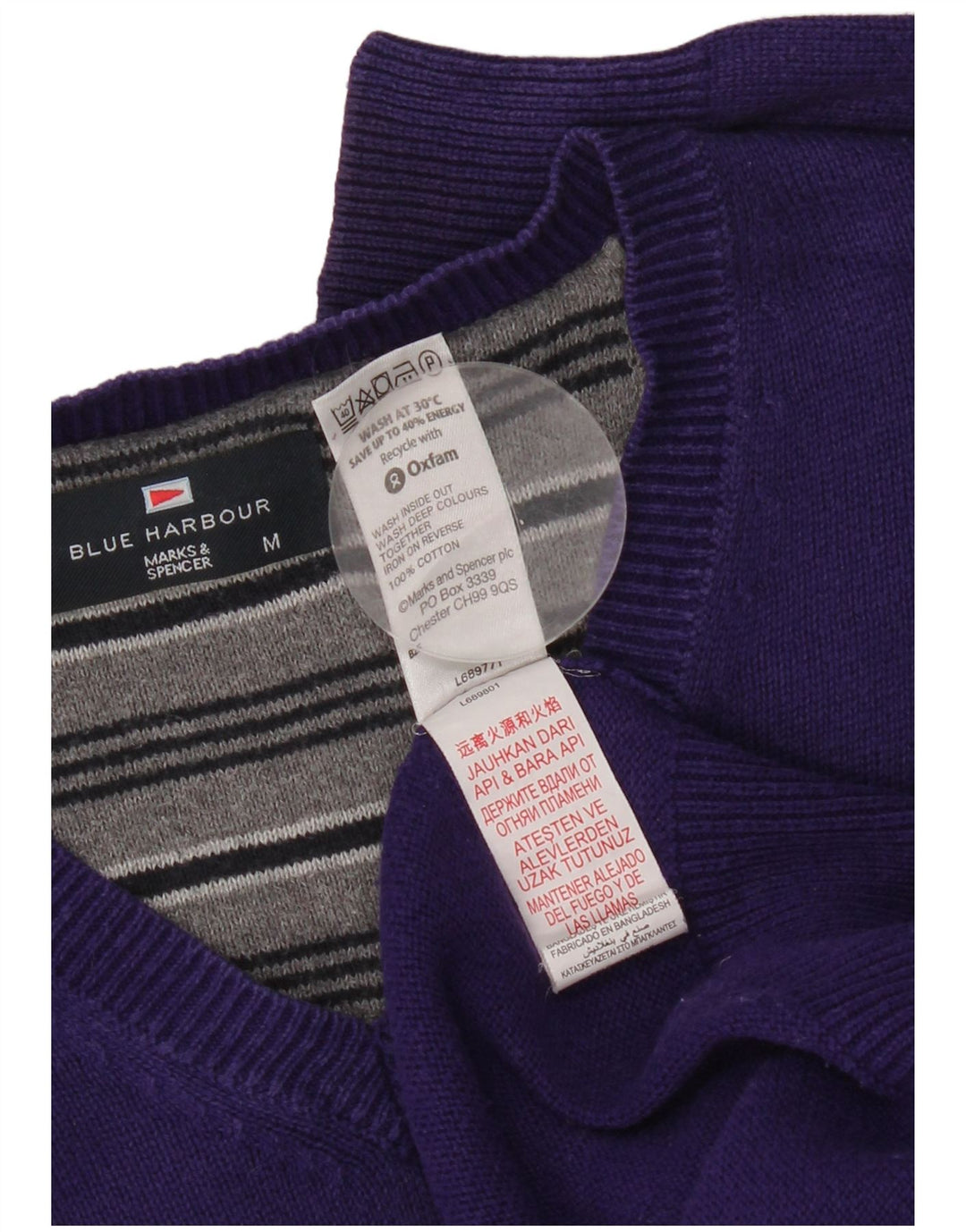 Мужской джемпер с v-образным вырезом Marks & Spencer Blue Harbour, средний фиолетовый