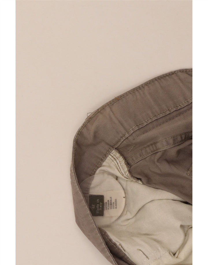 ERMENEGILDO ZEGNA Мужские прямые повседневные брюки W42 L30 Серые хлопковые