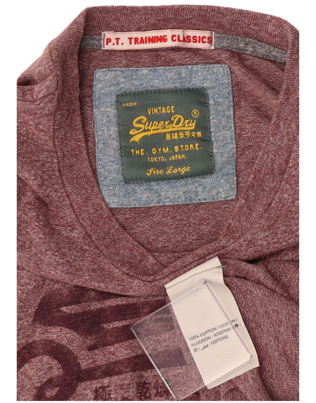 Женская футболка с рисунком Superdry, большой темно-бордовый хлопок с крапинками