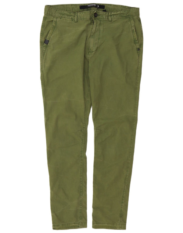 Мужские узкие брюки-чиносы Superdry XL W38 L32, зеленый хлопок