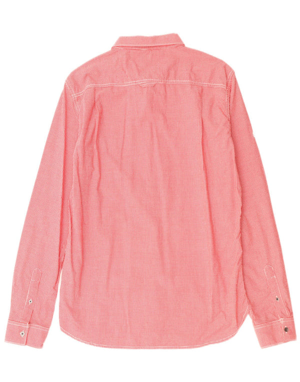 SUPERDRY Мужская рубашка большого размера из хлопка в мелкую клетку красного цвета