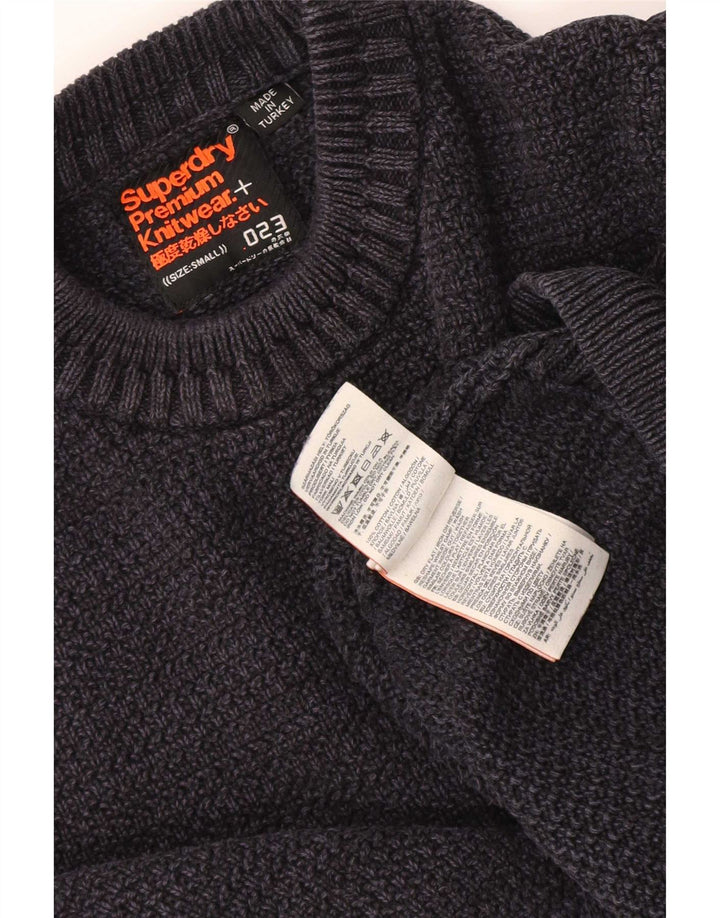 Мужской джемпер с круглым вырезом Superdry, маленький темно-синий, хлопковый