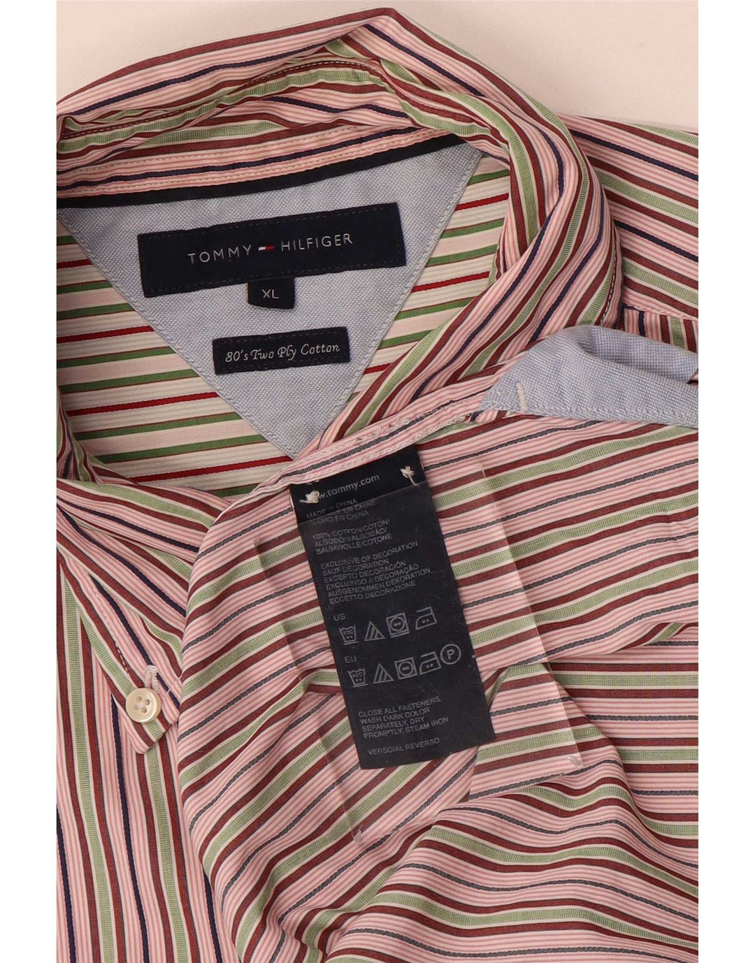 Мужская рубашка Tommy Hilfiger XL, разноцветная хлопковая полоска