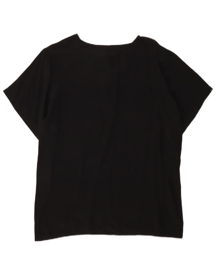 Винтажная женская блузка Top UK 16, большая черная шелковая