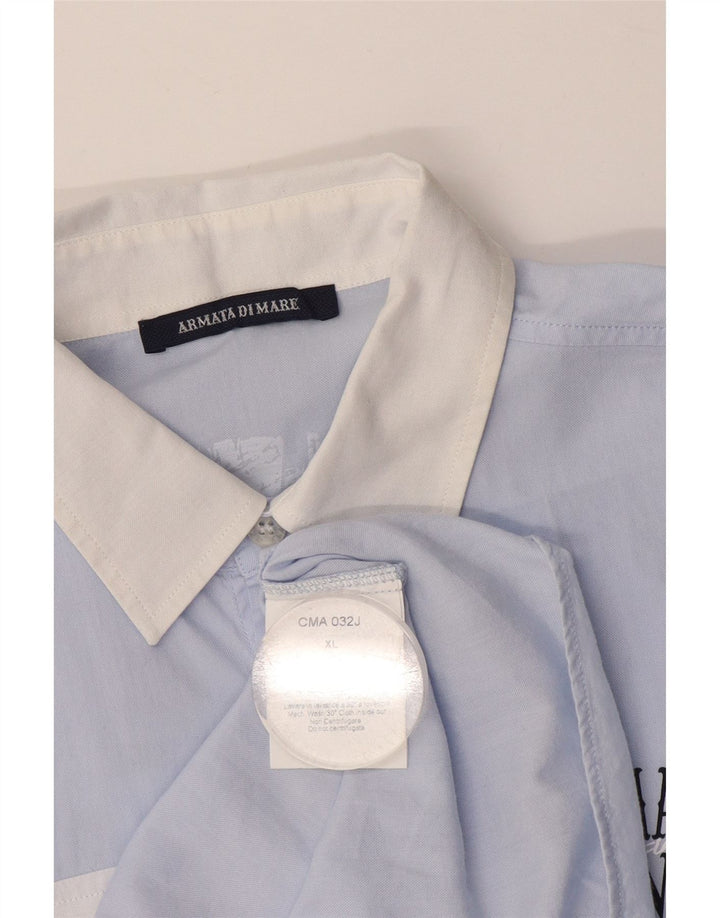 Рубашка с рисунком Armata Di Mare для мальчиков 13-14 лет, синий хлопок, размер XL