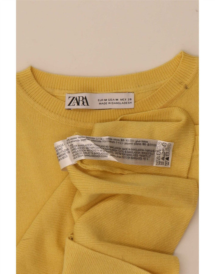 Женский укороченный жилет Zara UK 12, вискоза среднего желтого цвета