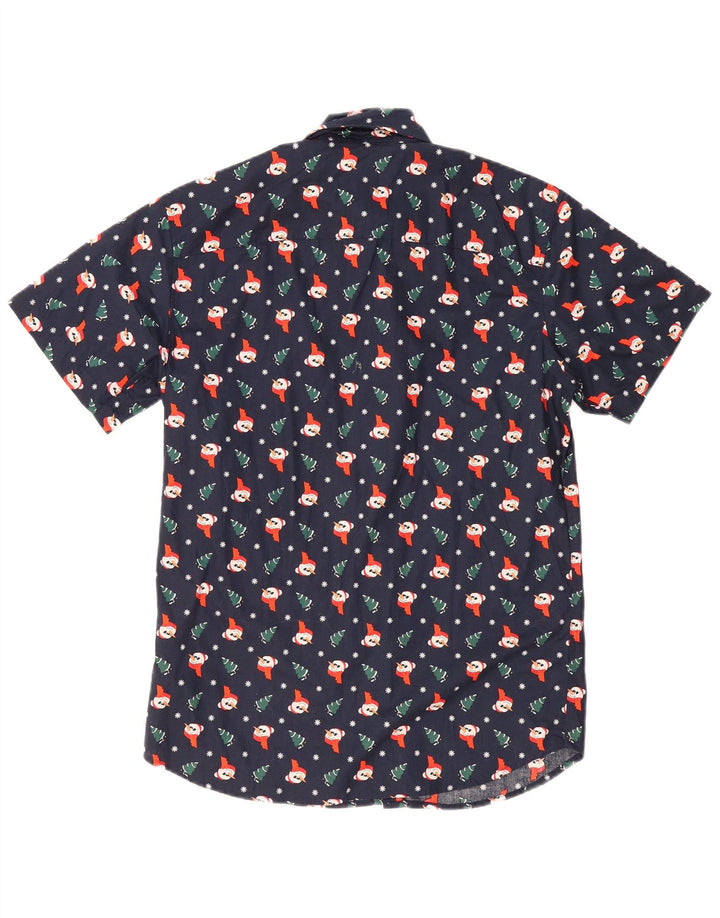 Jack & Jones Мужская рубашка с абстрактным узором, маленькая, темно-синяя, рождественская