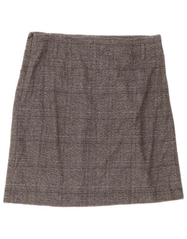 Женская прямая юбка Zara Medium W28, серая, полиэстер в клетку