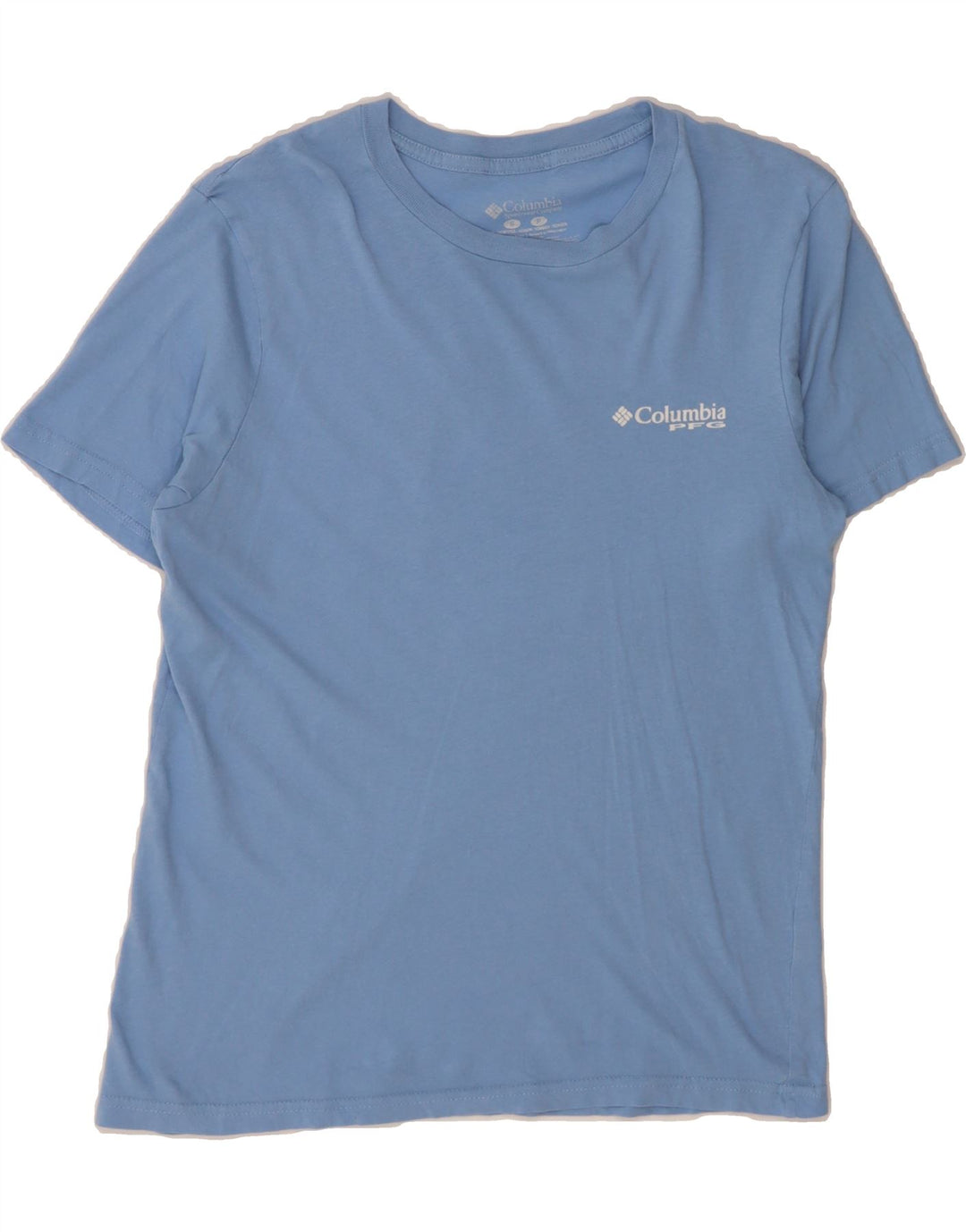 COLUMBIA Mens Graphic T-Shirt Top Small Blue Cotton Vintage Columbia and Second-Hand Columbia from Messina Hembry 