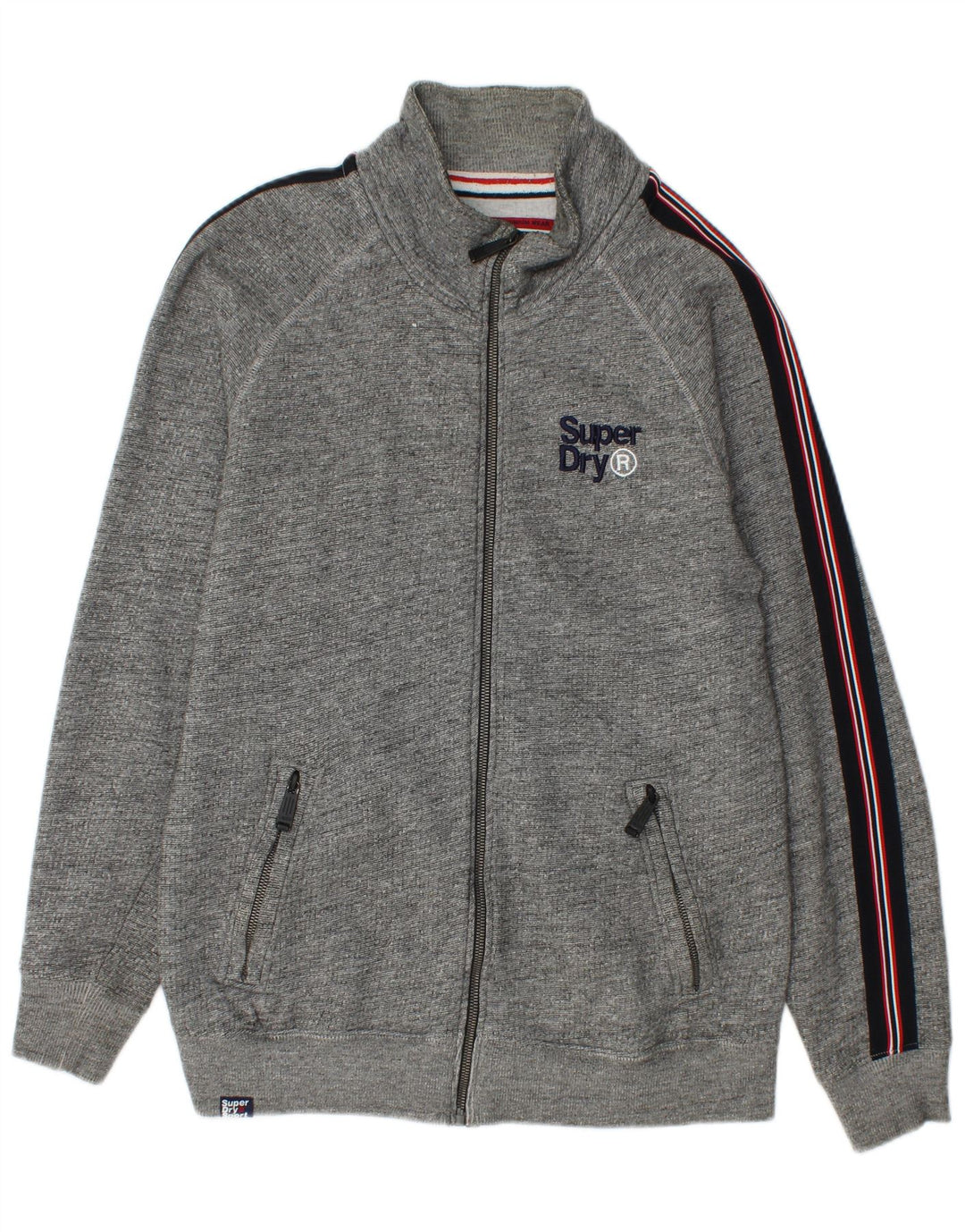 SUPERDRY Мужской спортивный костюм Верхняя куртка Средне-серый хлопок с цветными блоками