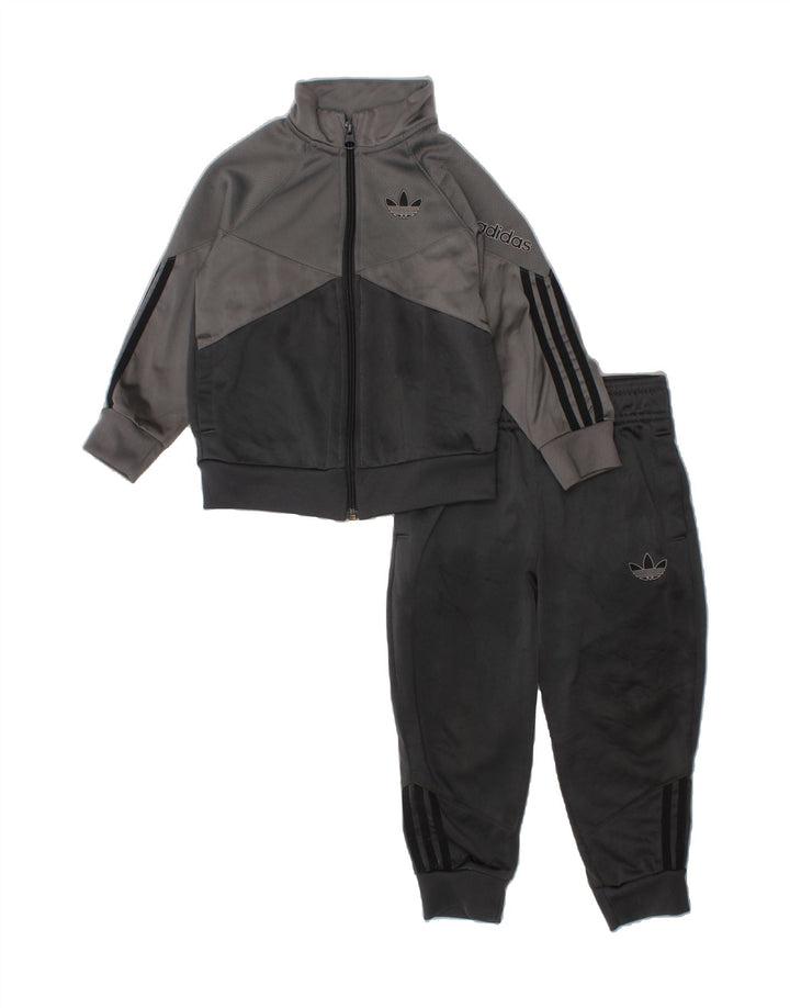 ADIDAS Boys Full Tracksuit 3-4 Years  Grey Polyester Vintage Adidas and Second-Hand Adidas from Messina Hembry 