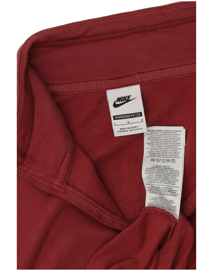 Женский свободный свитшот на молнии с воротником NIKE, размер Великобритании 16, большой красный