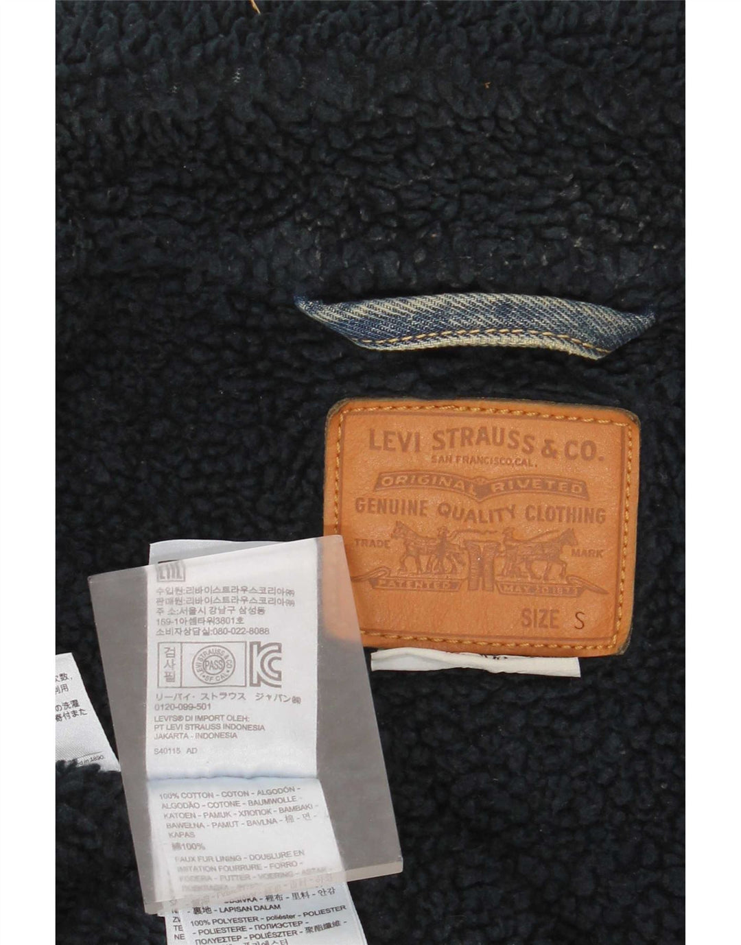Мужская джинсовая куртка Levi's Sherpa UK 36, маленькая синяя, хлопок