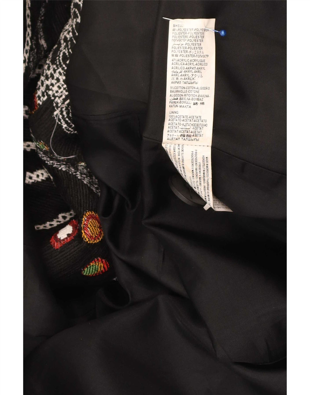 Женское пальто Desigual с абстрактным узором EU 46 XL, черный полиэстер с цветочным принтом
