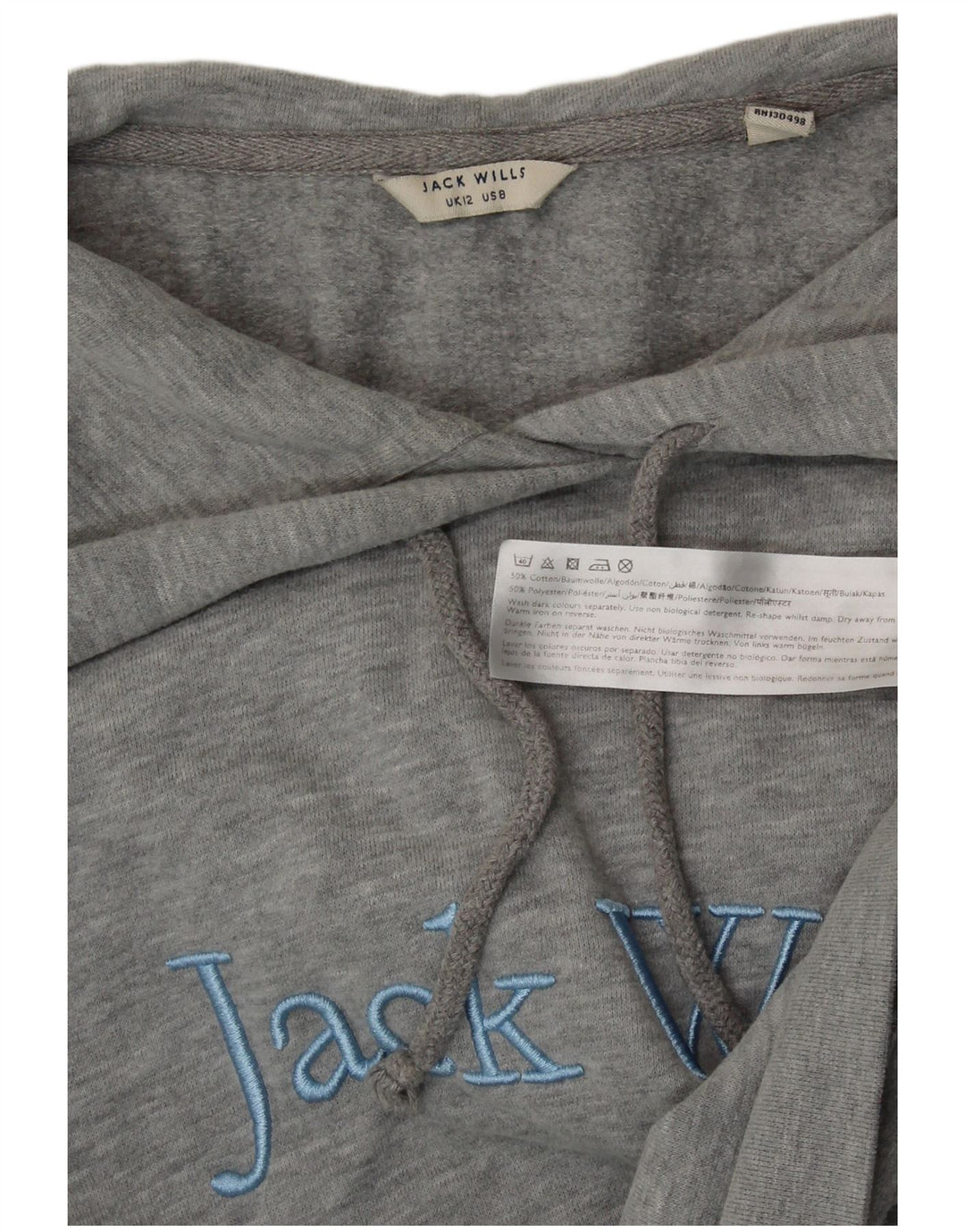 Женский укороченный джемпер с капюшоном JACK WILLS UK 12, хлопковый средний серый цвет