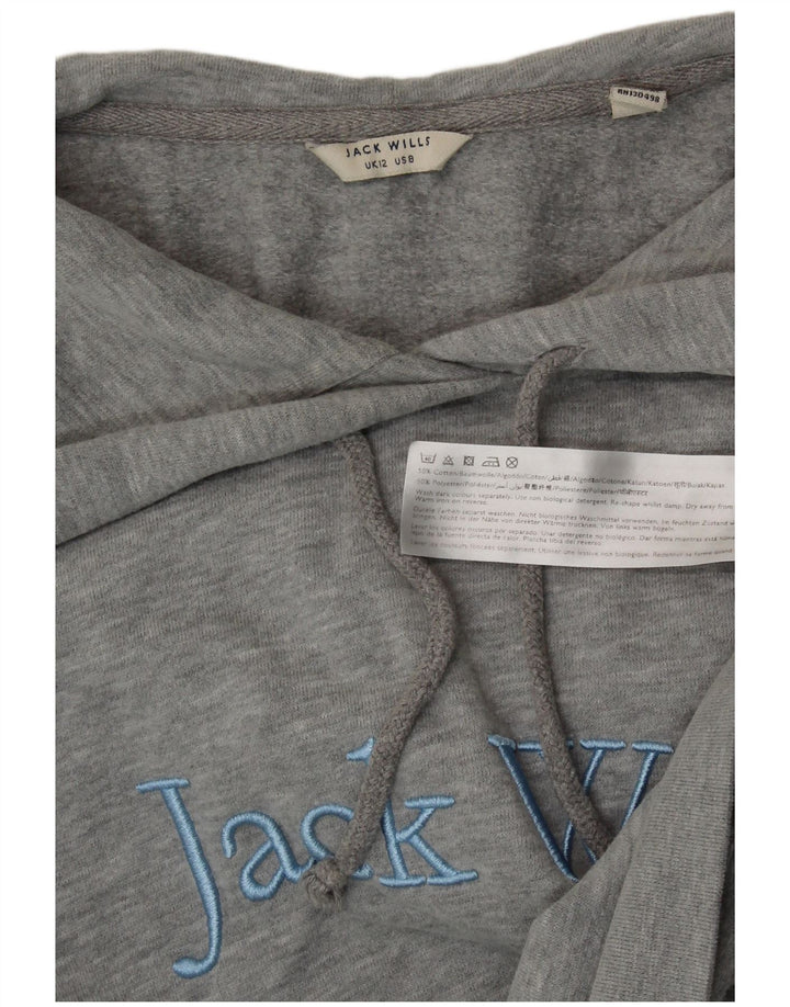 Женский укороченный джемпер с капюшоном JACK WILLS UK 12, хлопковый средний серый цвет