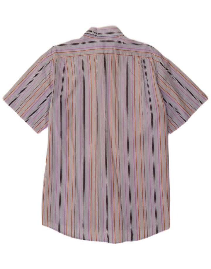 LACOSTE Мужская рубашка с коротким рукавом, размер 43, большая хлопковая разноцветная полоска