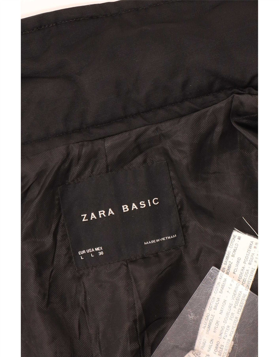 Женский короткий тренч Zara UK 14, большой черный хлопок