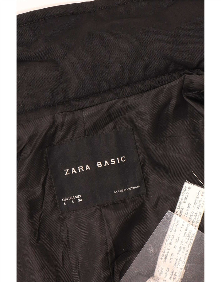 Женский короткий тренч Zara UK 14, большой черный хлопок