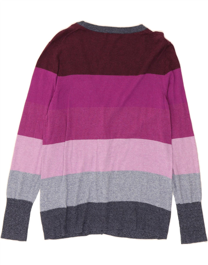 EDDIE BAUER Womens Cardigan Sweater UK 16 Large Multicoloured Striped Vintage Eddie Bauer and Second-Hand Eddie Bauer from Messina Hembry 