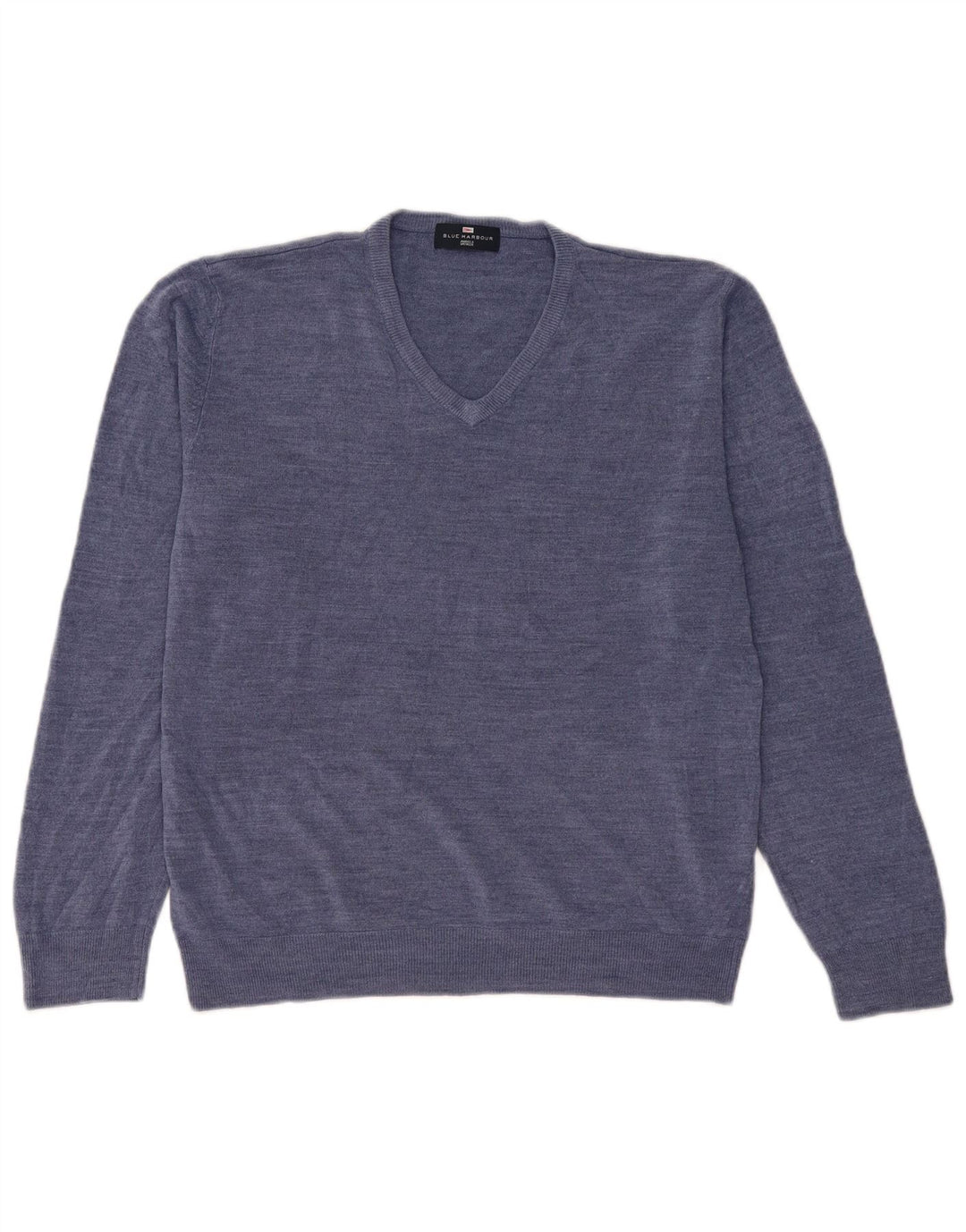 Мужской джемпер с v-образным вырезом Marks & Spencer Blue Harbour, большой синий акрил