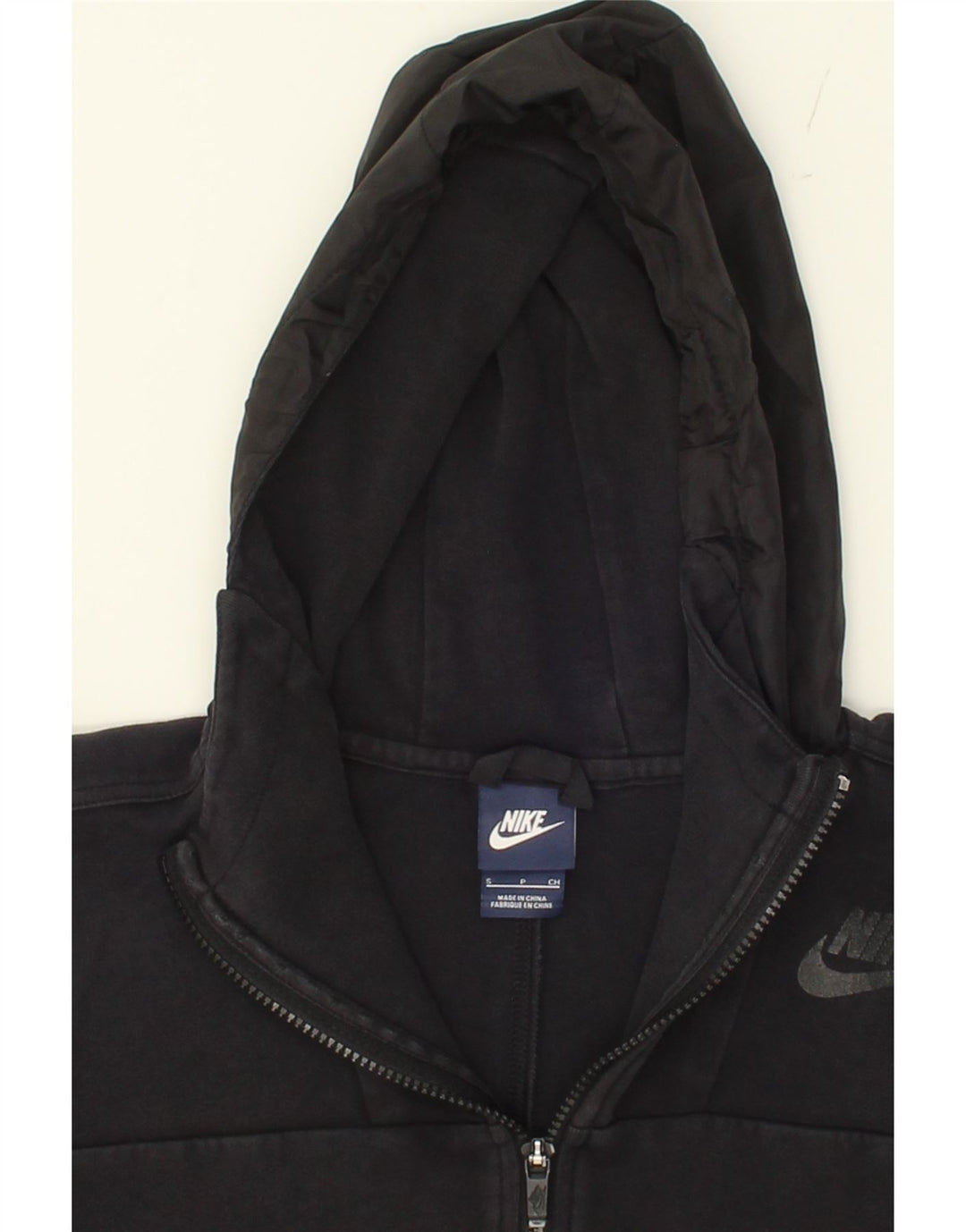 NIKE Mens Zip Hoodie Sweater Small Black Vintage Nike and Second-Hand Nike from Messina Hembry 