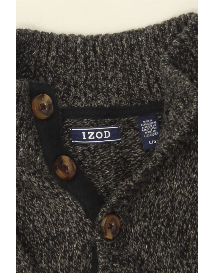 IZOD Mens Button Neck Jumper Sweater Large Grey Flecked Acrylic Vintage Izod and Second-Hand Izod from Messina Hembry 