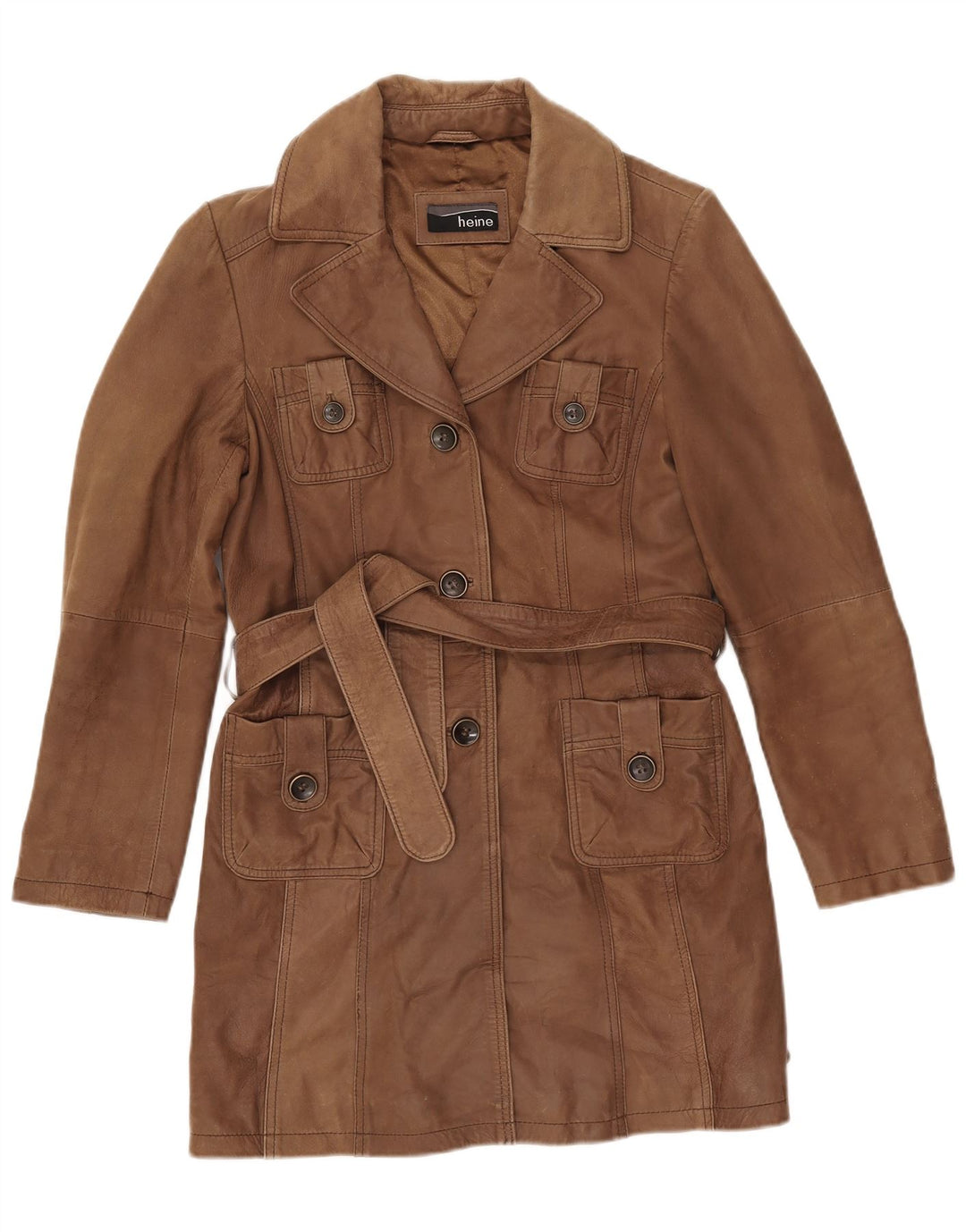 HEINE Женское кожаное пальто IT 38 XS Коричневое кожаное