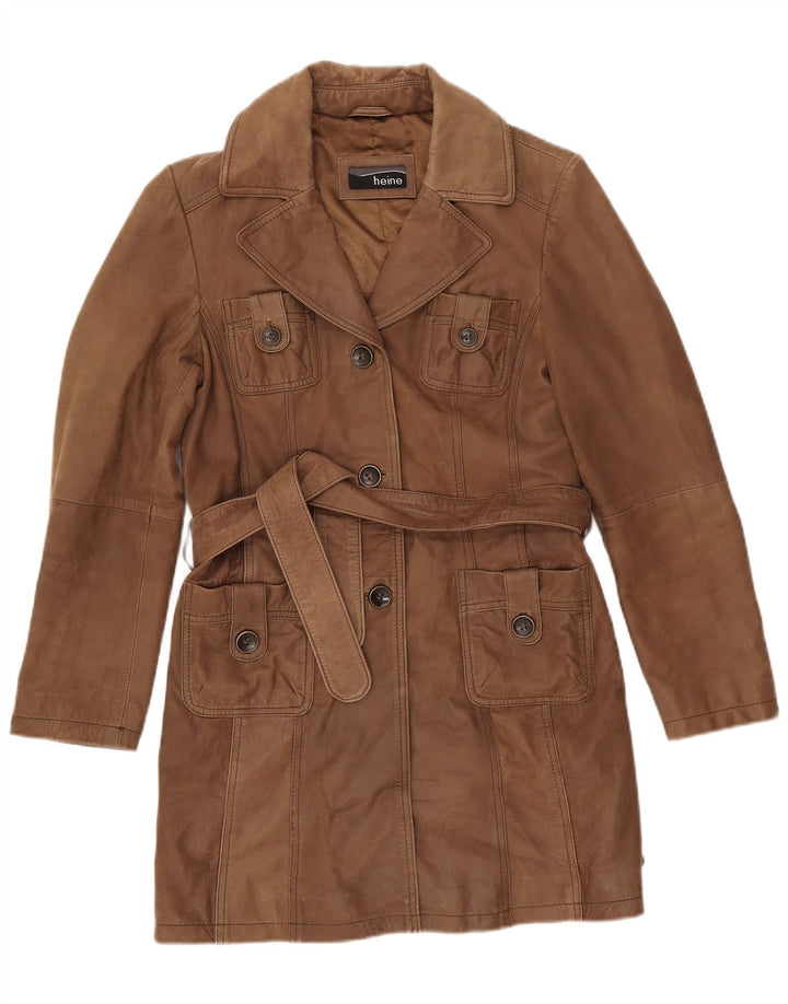 HEINE Женское кожаное пальто IT 38 XS Коричневое кожаное