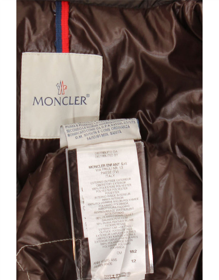 Moncler Стеганая куртка для мальчиков 11-12 лет Коричневый полиэстер