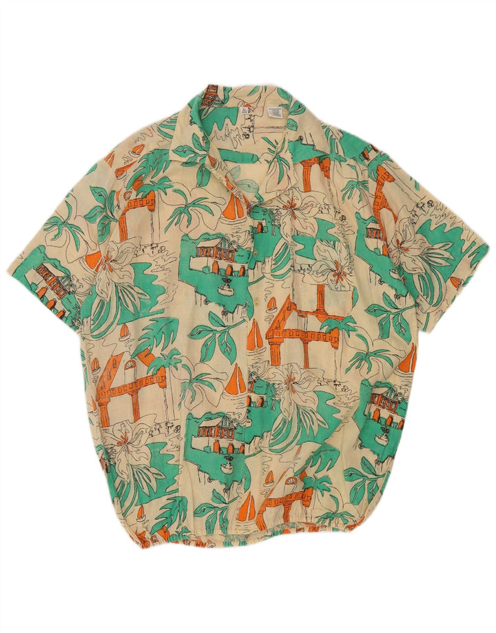 Винтажная мужская рубашка с сумасшедшим узором, размер 41/42, большая разноцветная гавайская рубашка