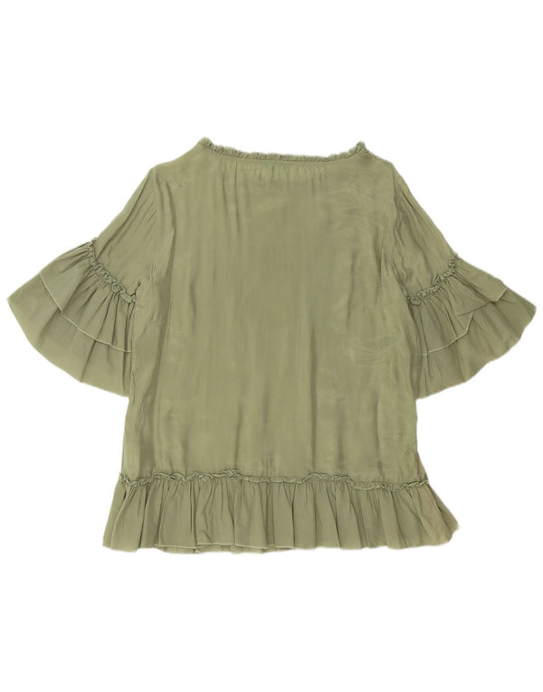 Женская блузка оверсайз BENETTON Top UK 10 Small Green Cupro