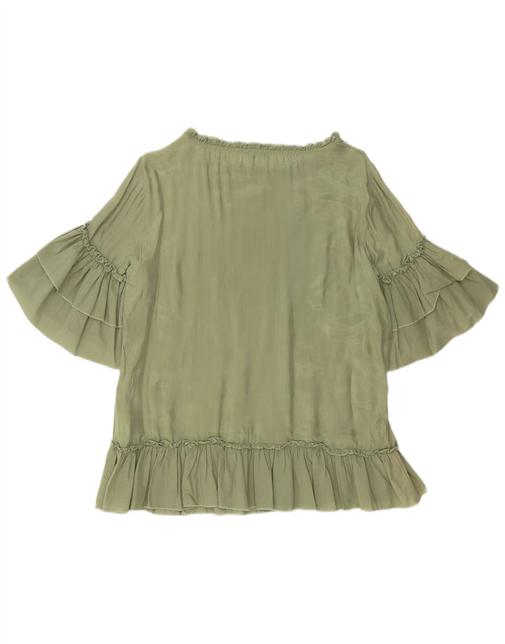 Женская блузка оверсайз BENETTON Top UK 10 Small Green Cupro