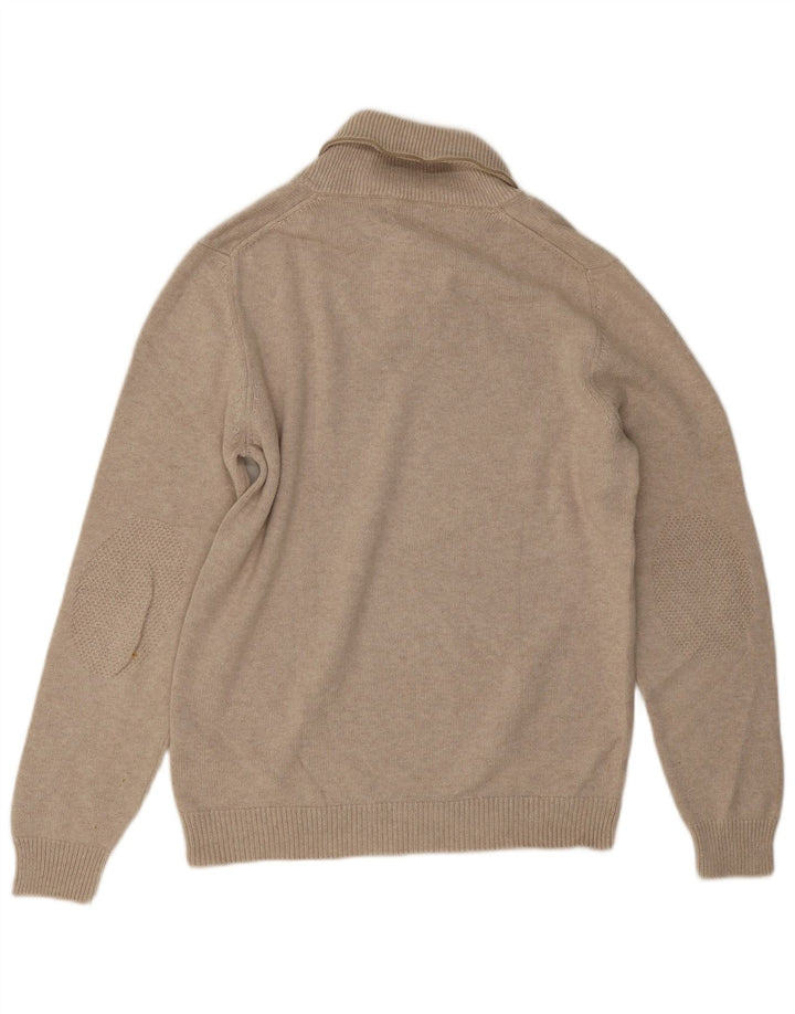 Мужской джемпер с отложным воротником Massimo Dutti, большой бежевый, хлопковый
