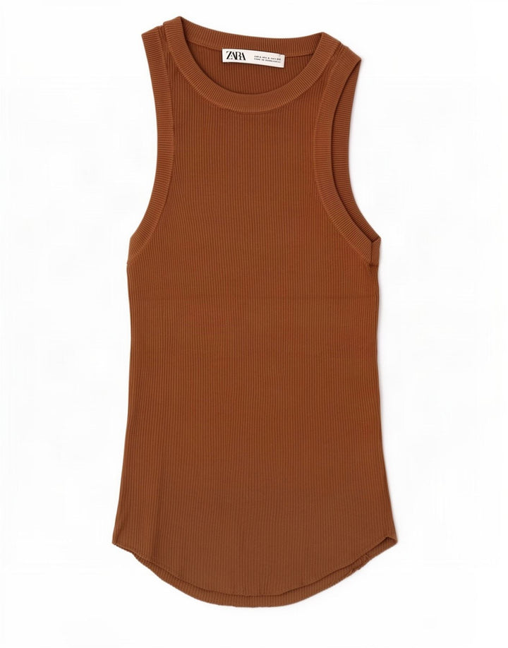 Женский жилет Zara UK 14, большой, коричневый, вискоза