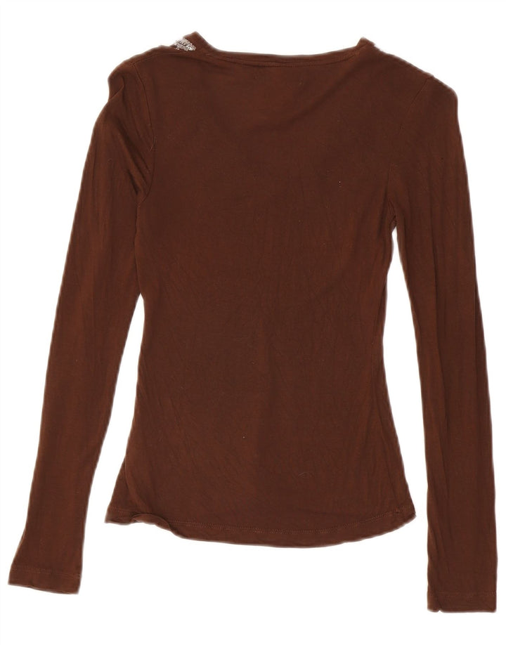 Женская блузка Zara Top UK 8, маленькая, коричневая, вискоза