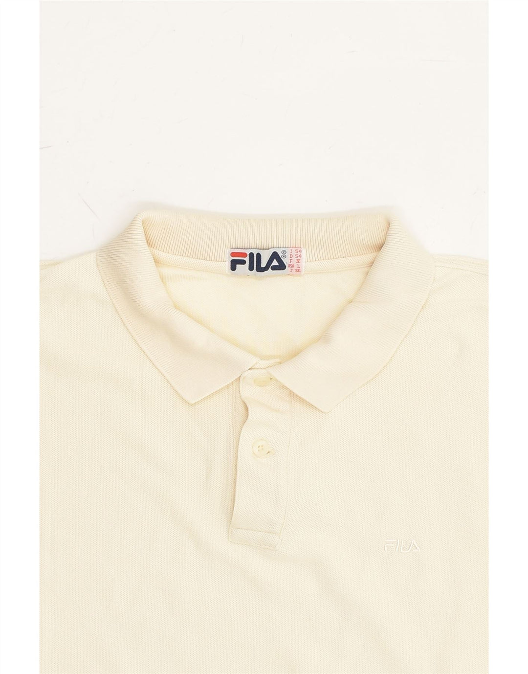 FILA Mens Polo Shirt IT 54 Large Off White Cotton | Vintage Fila | Thrift | Second-Hand Fila | Used Clothing | Messina Hembry 