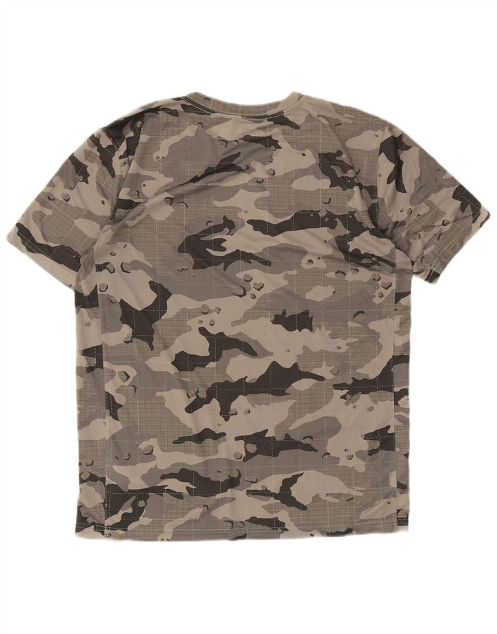 Мужская футболка Nike Dri Fit из полиэстера среднего серого цвета с камуфляжным принтом