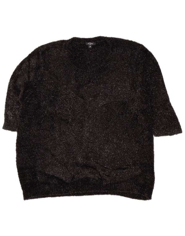 Женский джемпер с круглым вырезом Hobbs с рукавами 3/4, Великобритания, 18 XL, черный в крапинку