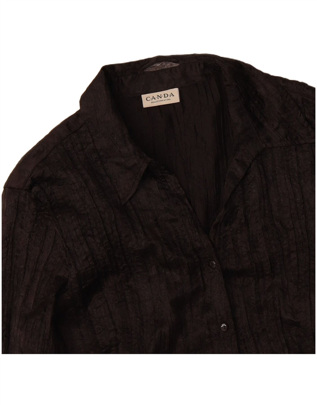 CANDA Womens Shirt Blouse UK 14 Medium Black Polyester