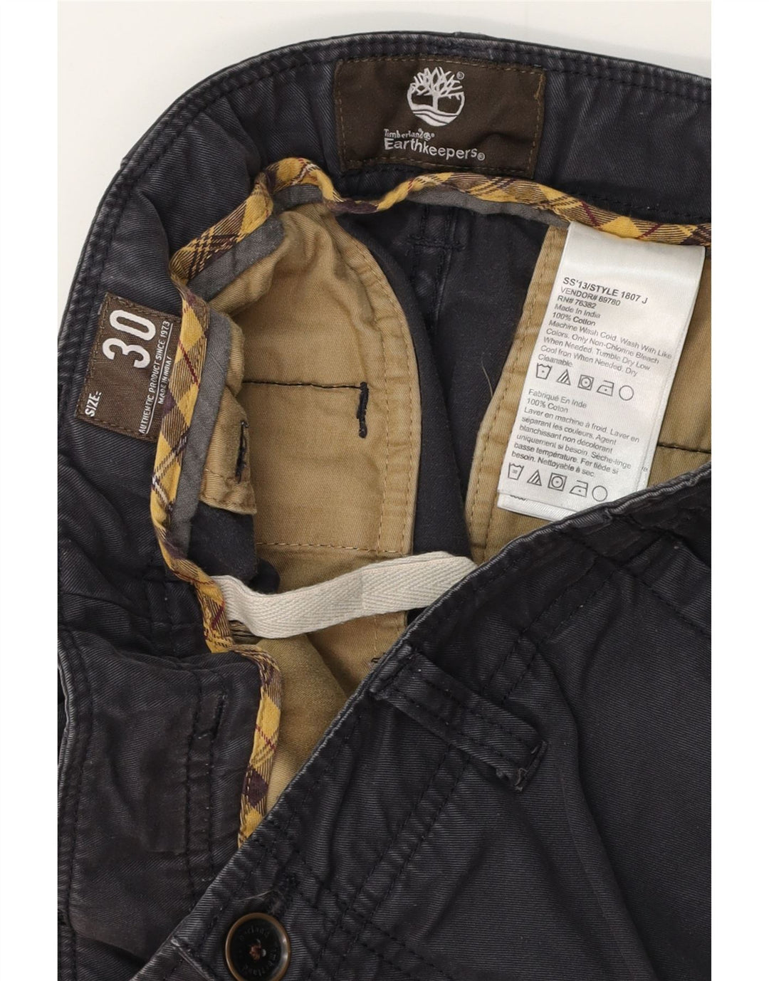 TIMBERLAND Мужские шорты чинос Earthkeepers W30 среднего размера, темно-синие, хлопковые