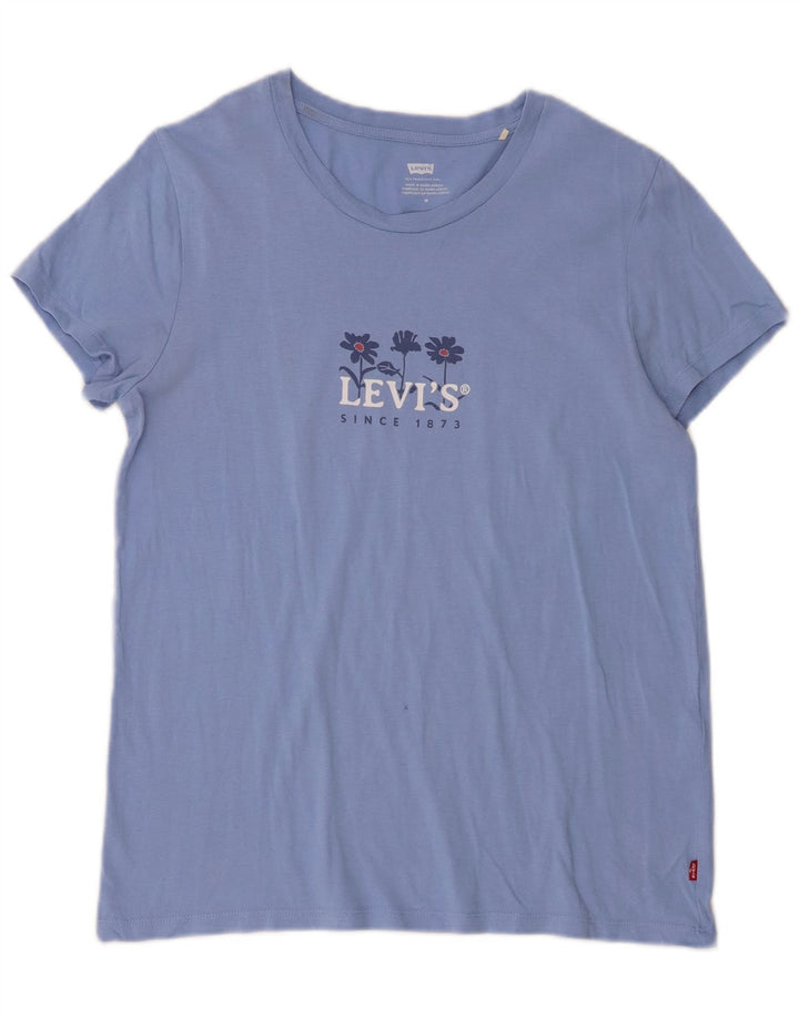 Женская футболка с рисунком Levi's Top UK 12, средний синий хлопок, хлопок