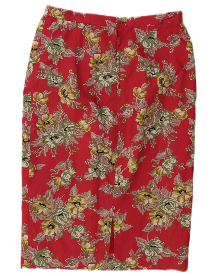 VINTAGE Womens Midi Pencil Skirt W30 Medium Red Floral